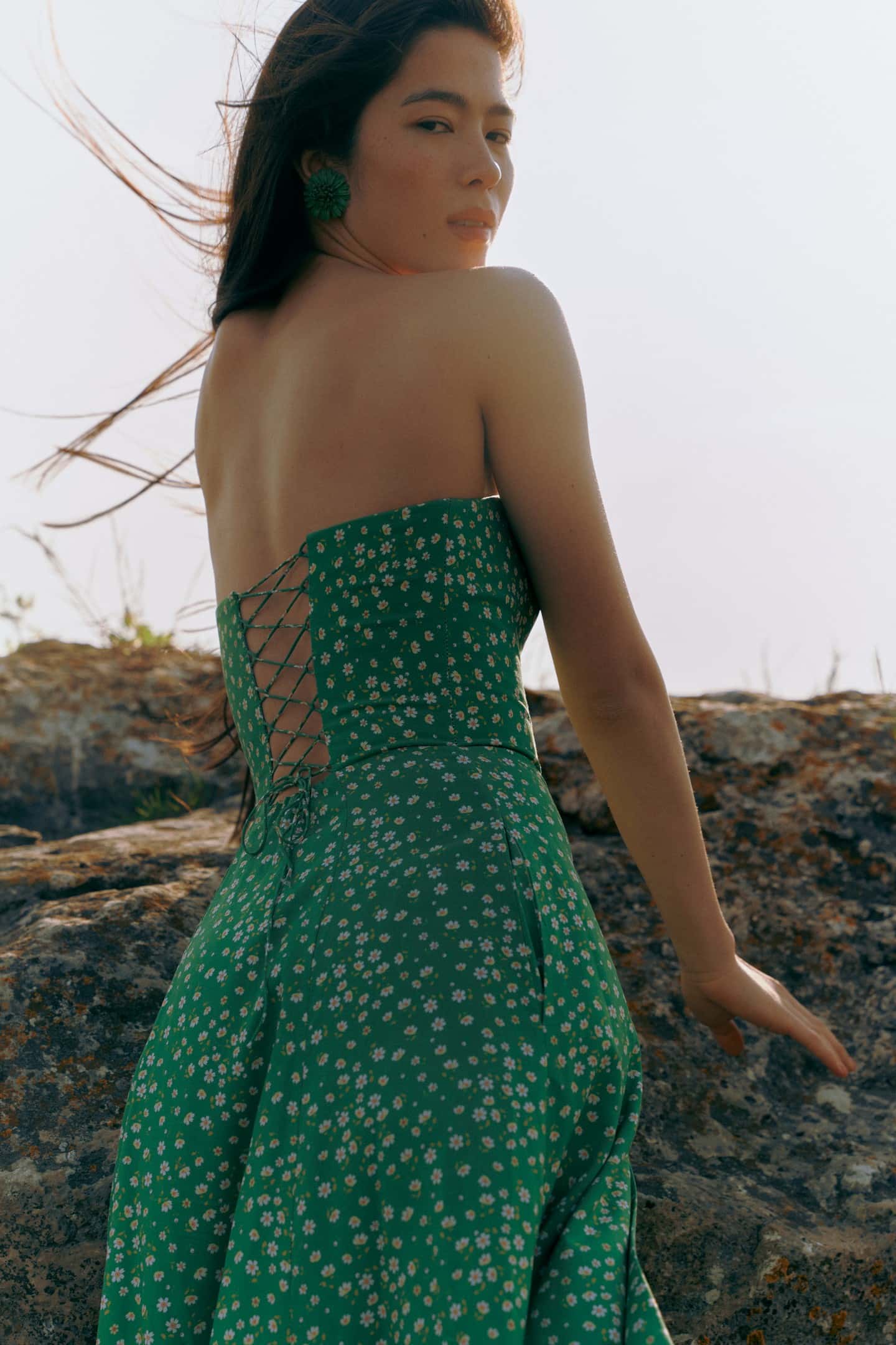 Model in Endless Valley dress