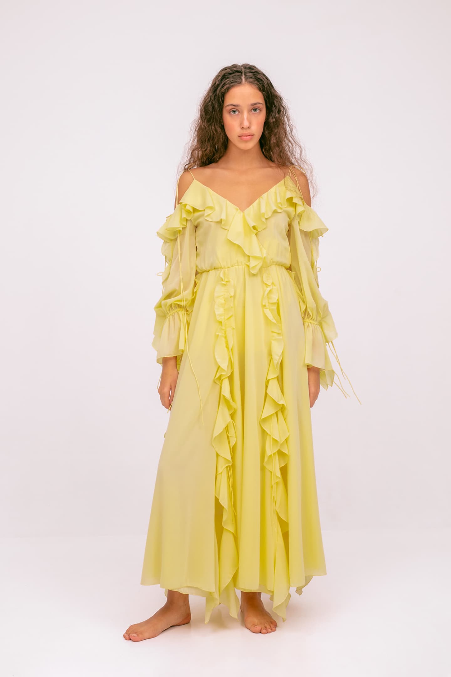 Model in Morning Forest lemon dress